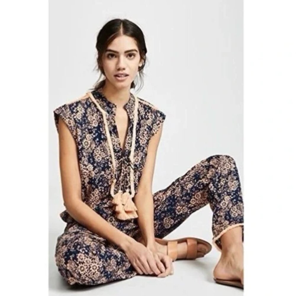 Poupette St. Barth Donna Jumpsuit In Navy Dream Size L NWT